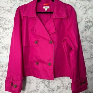 On 34th Vibrant Pink Double-Breasted Trench Coat